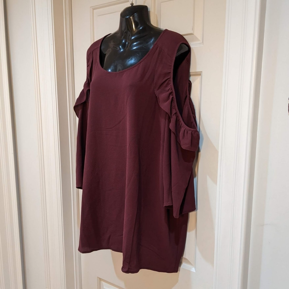 Torrid Ruffled Cold Shoulder Top - Picture 2 of 5